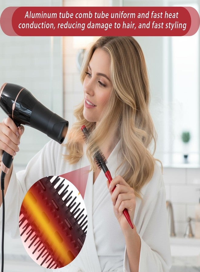 Styquenzer 2 Pcs Mini Quiff Roller Brush, Small Round Hair Brush Set Mini Round Wood Hair Combs Styling Volume Hairbrush Mustache Brushes for Thin Short Hairs Bangs Bangs Lifting Beard Care, 2 Styles - Image 4